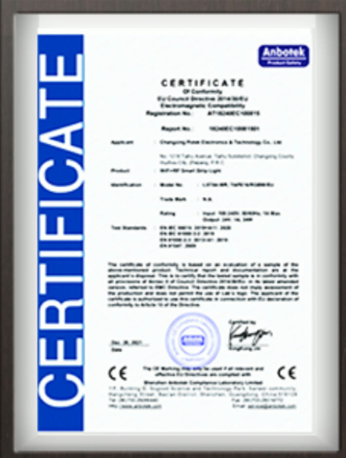 CE certification or testing document preview