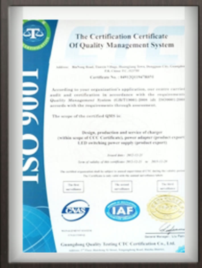 ISO 9001 certification or testing document preview