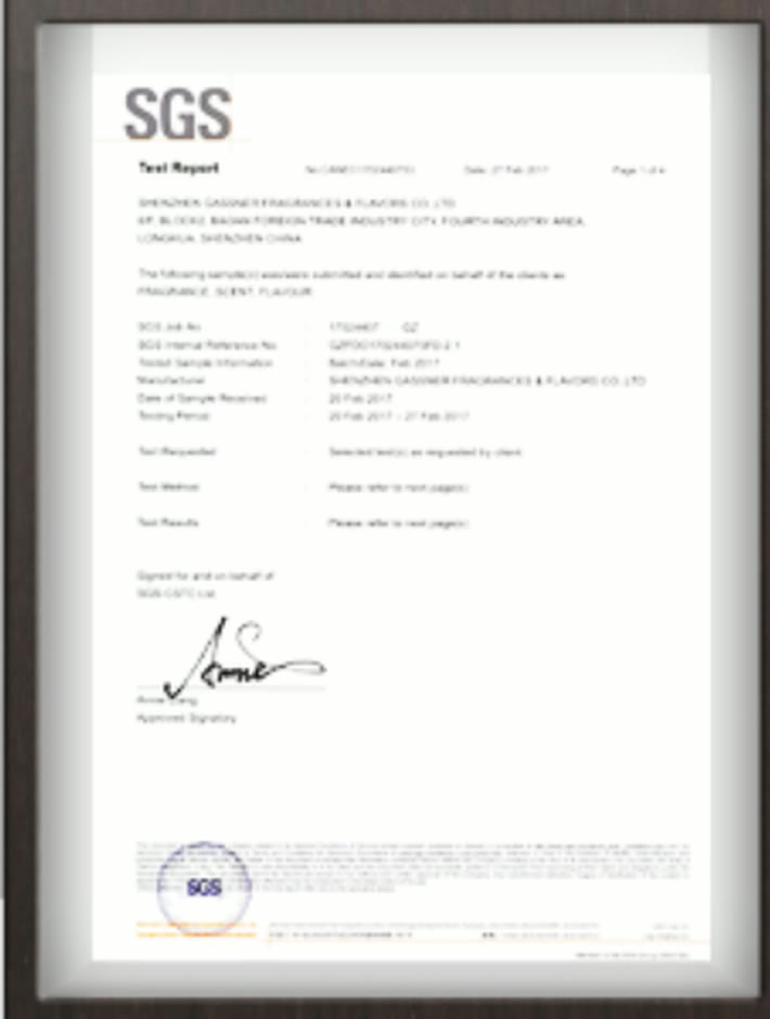 SGS certification or testing document preview