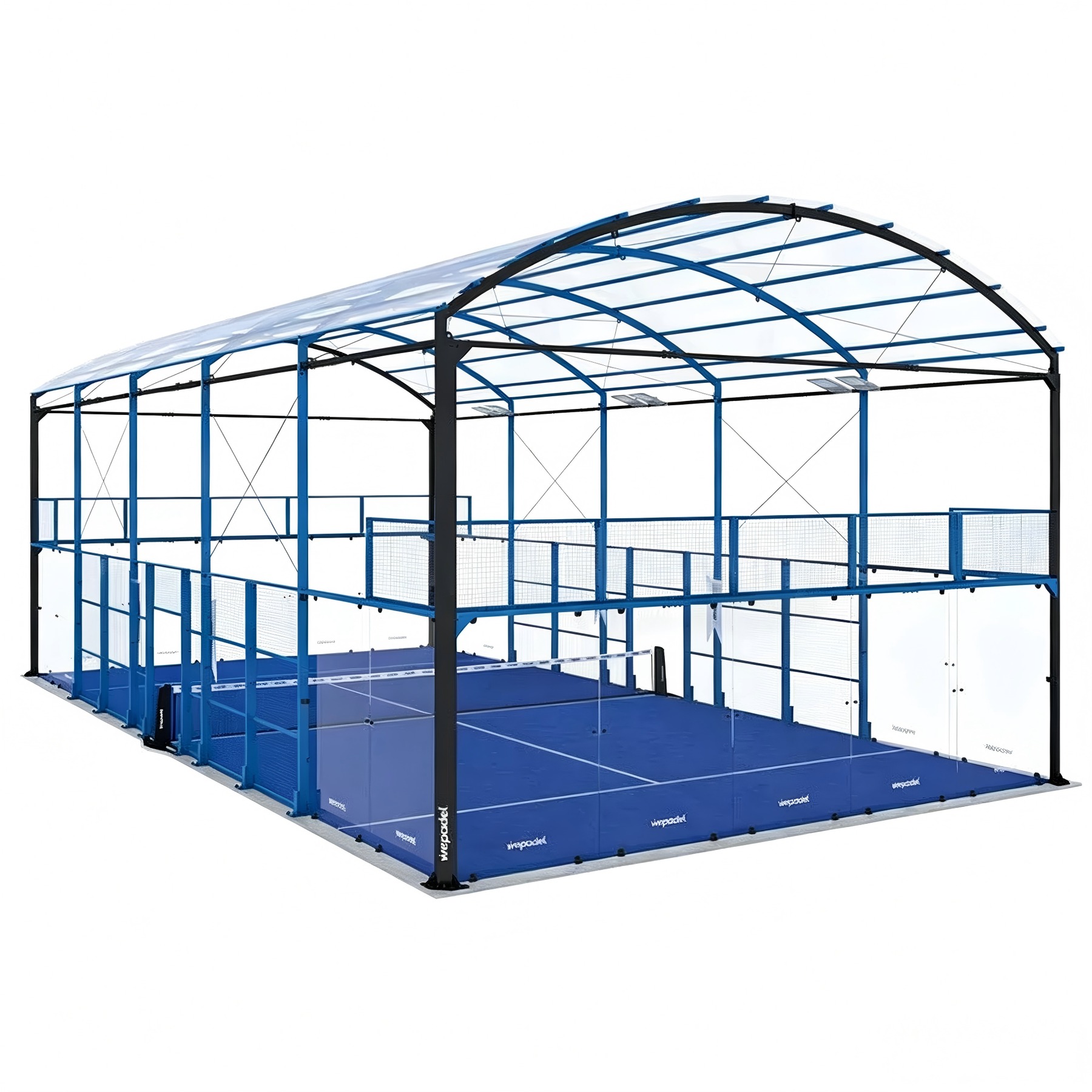 Architectural rendering of an arched covered padel court