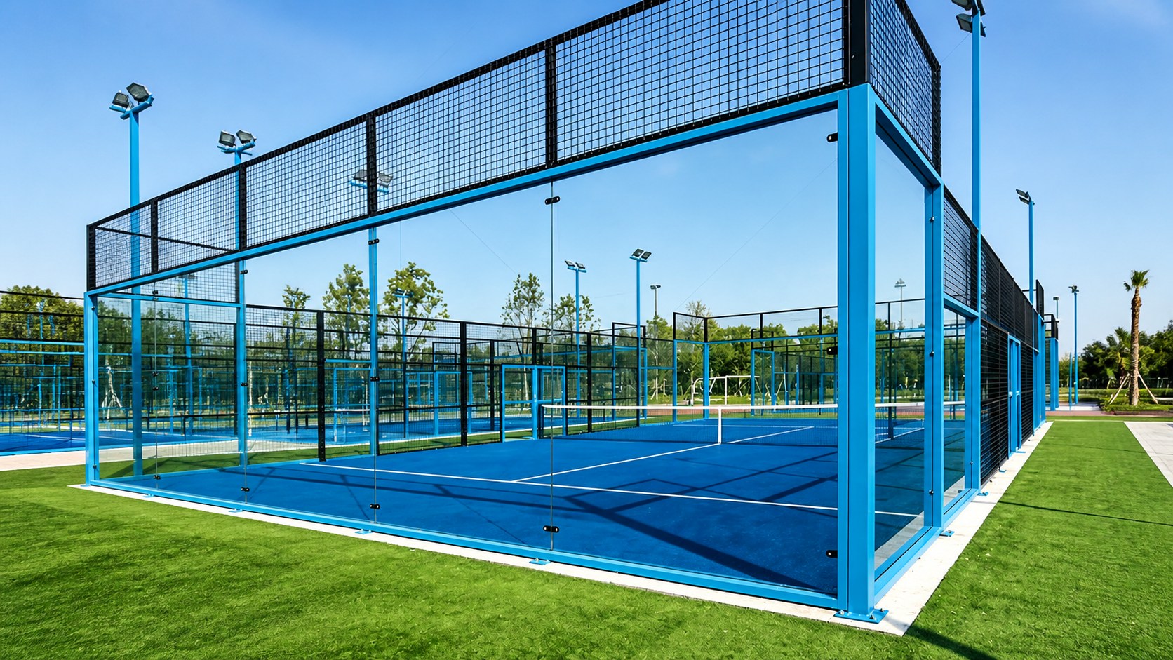 Classic blue padel court for clubs and sports venues
