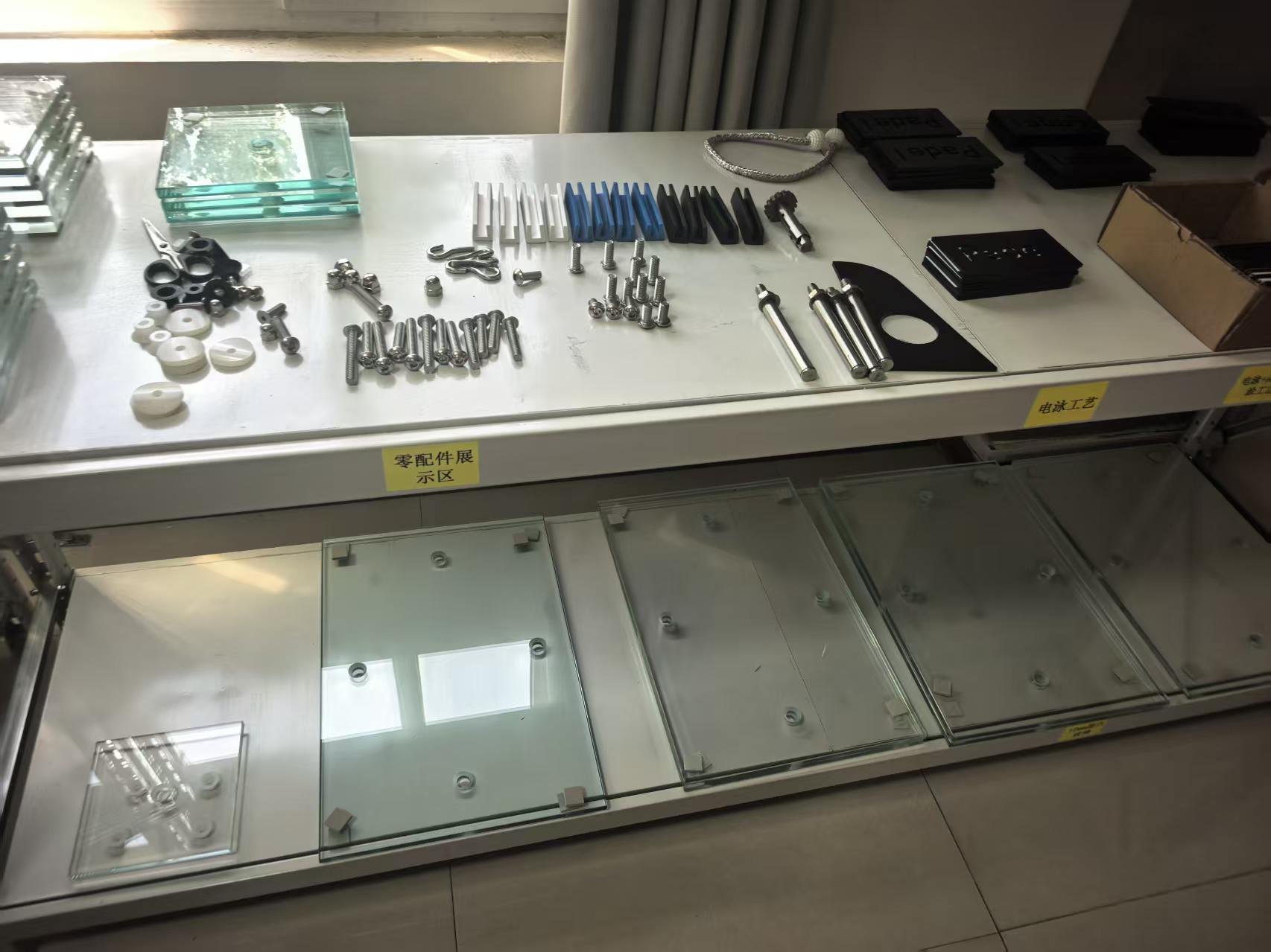 Organized padel court components for shipment