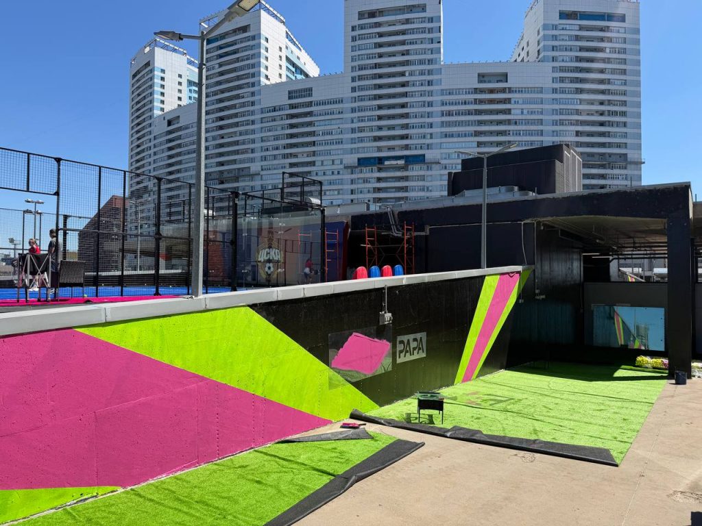 Colorful padel courts at a commercial venue