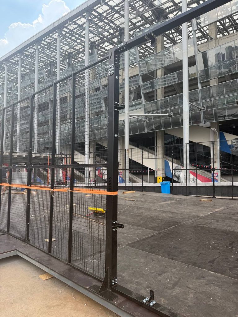 A padel court during on-site installation